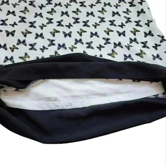 Sisley Dress Butterfly Print  Black White Multi-colour Shift Dress Women's Large - Picture 8 of 11